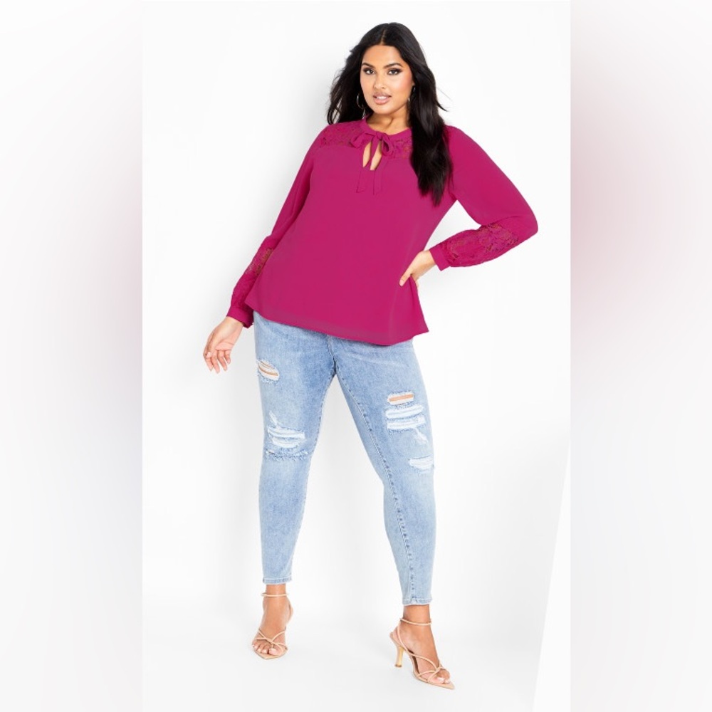 city chic Mysterious lace top Sangria size 20W NWT
